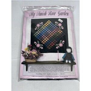Vintage 1991 My Amish Rose Garden Fabric Pattern Leman Quilt Sewing Kit
